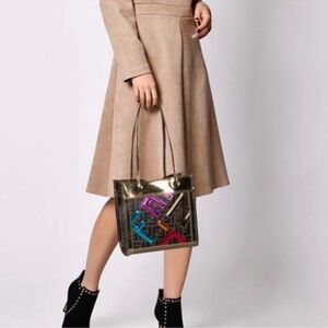 Fendi Tobacco/Gold Zucca Coated Canvas and Leather Tote